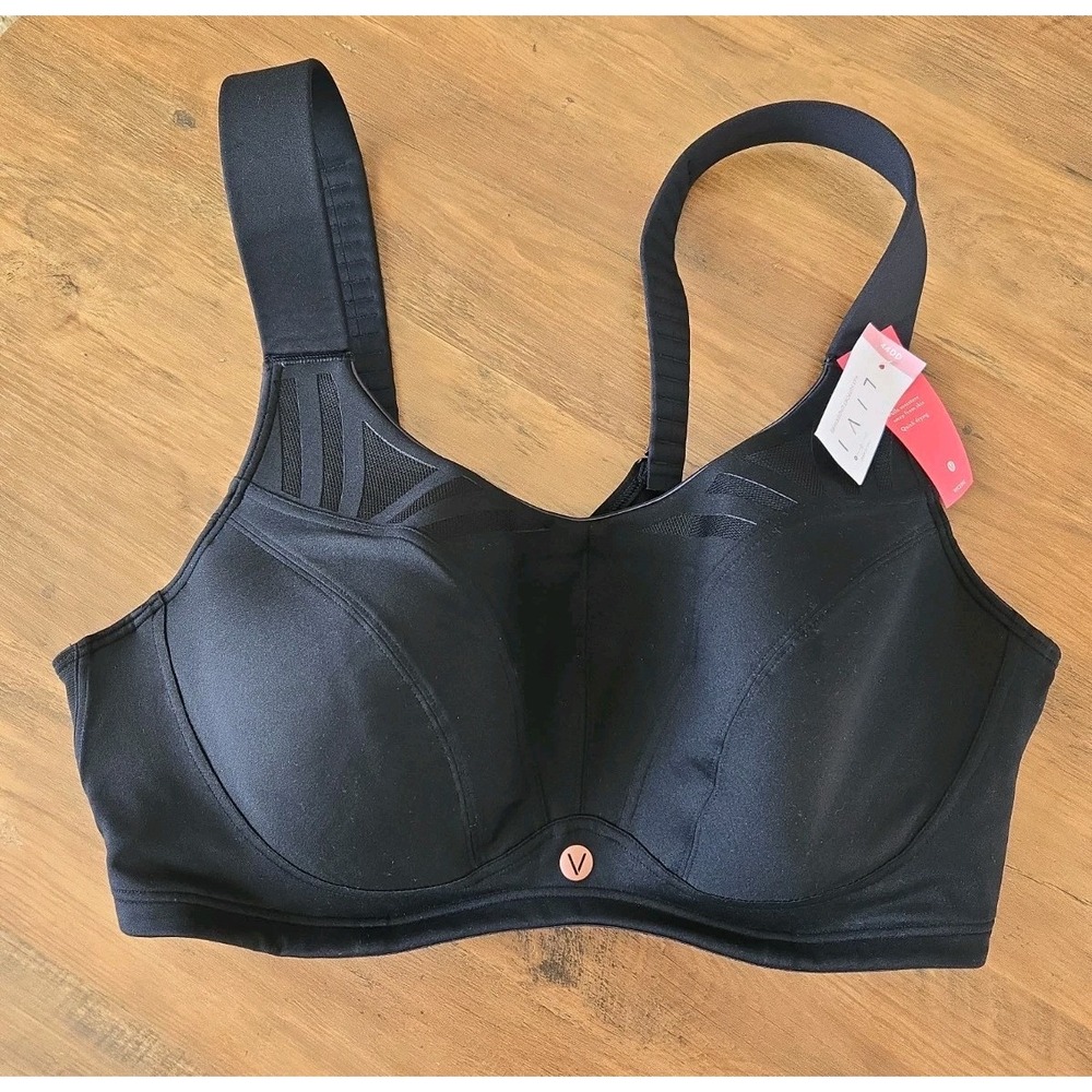 Lane Bryant LIVI Sports Bra 44DD Black Max Support Underwire High Impact NWT